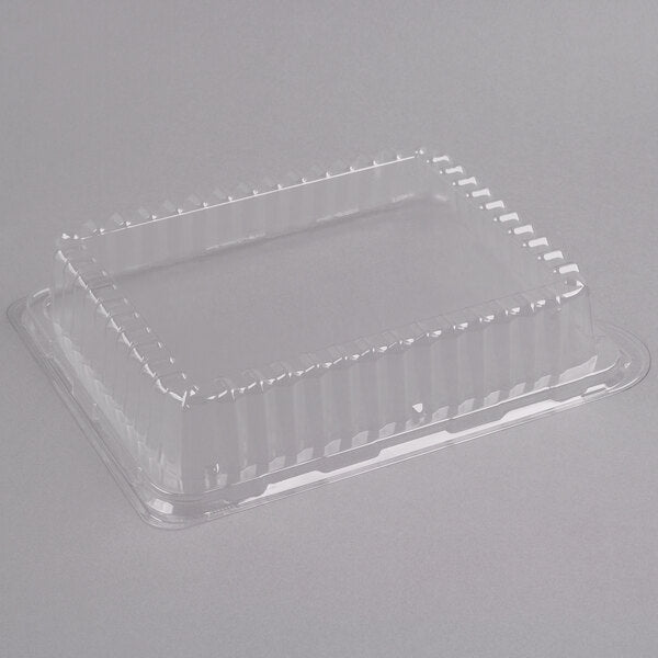 Fineline Settings - Platter Pleasers 10" x 8" Clear Plastic Rectangular Dome Lid, 50/Cs - DDRC810.L