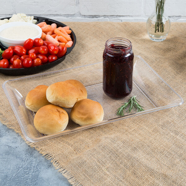 Fineline Settings - Platter Pleasers 14" x 10" Clear Plastic Rectangular Cater Tray, 25/Cs - RC472.CL