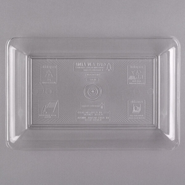 Fineline Settings - Platter Pleasers 14" x 10" Clear Plastic Rectangular Cater Tray, 25/Cs - RC472.CL