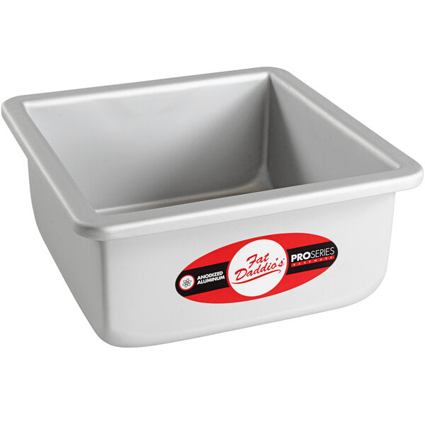 Fat Daddio's - ProSeries 6" x 6" x 3" Square Anodized Aluminum Straight Sided Cake Pan - PSQ-663