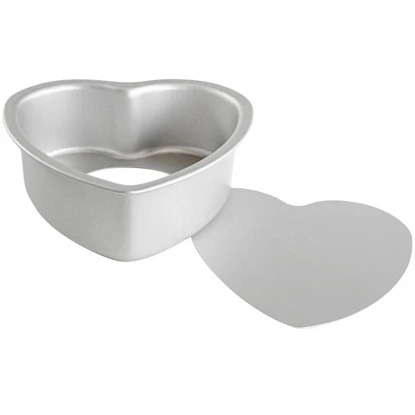 Fat Daddio's - ProSeries 8" x 3" Heart Shaped Anodized Aluminum Straight Sided Cheesecake Pan with Removable Bottom - PHT-L83