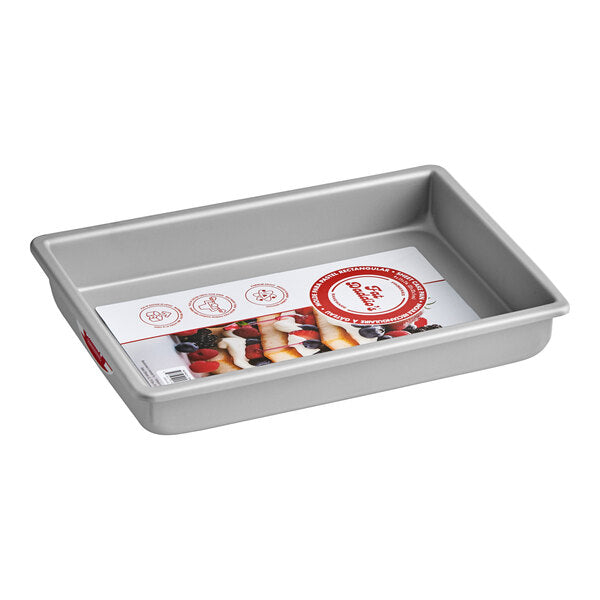 Fat Daddio's - ProSeries 13" x 9" x 1.2" Rectangular Anodized Aluminum Straight Sided Cake Pan - POB-9132