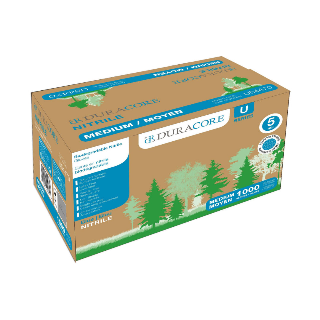 DURACORE Biodegradable Disposable Nitrile Gloves | 5mil Blue (100/Bx)