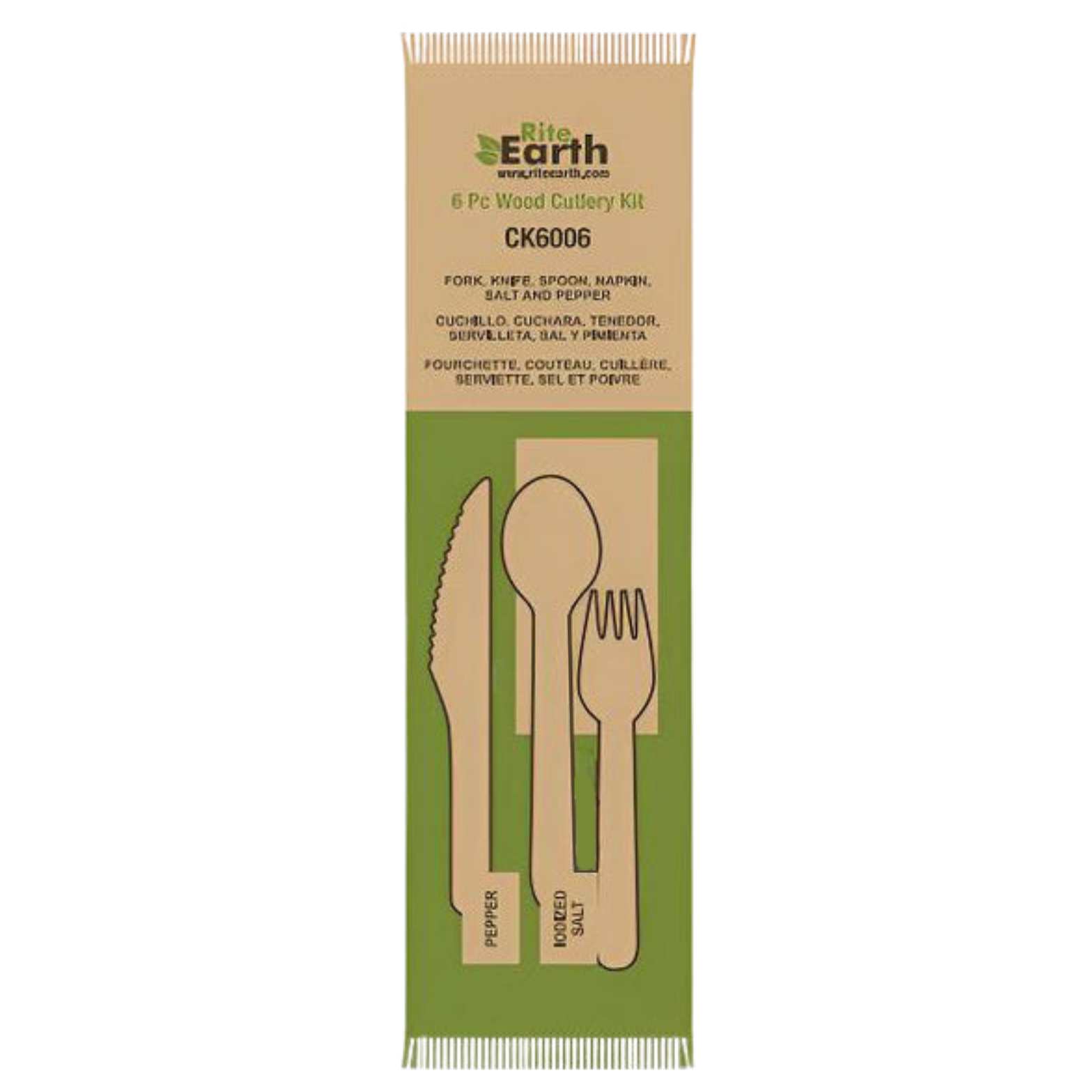 RiteEarth - Cutlery Kit 4pc Wood (K,F,S,N), 250/Cs - CK6004