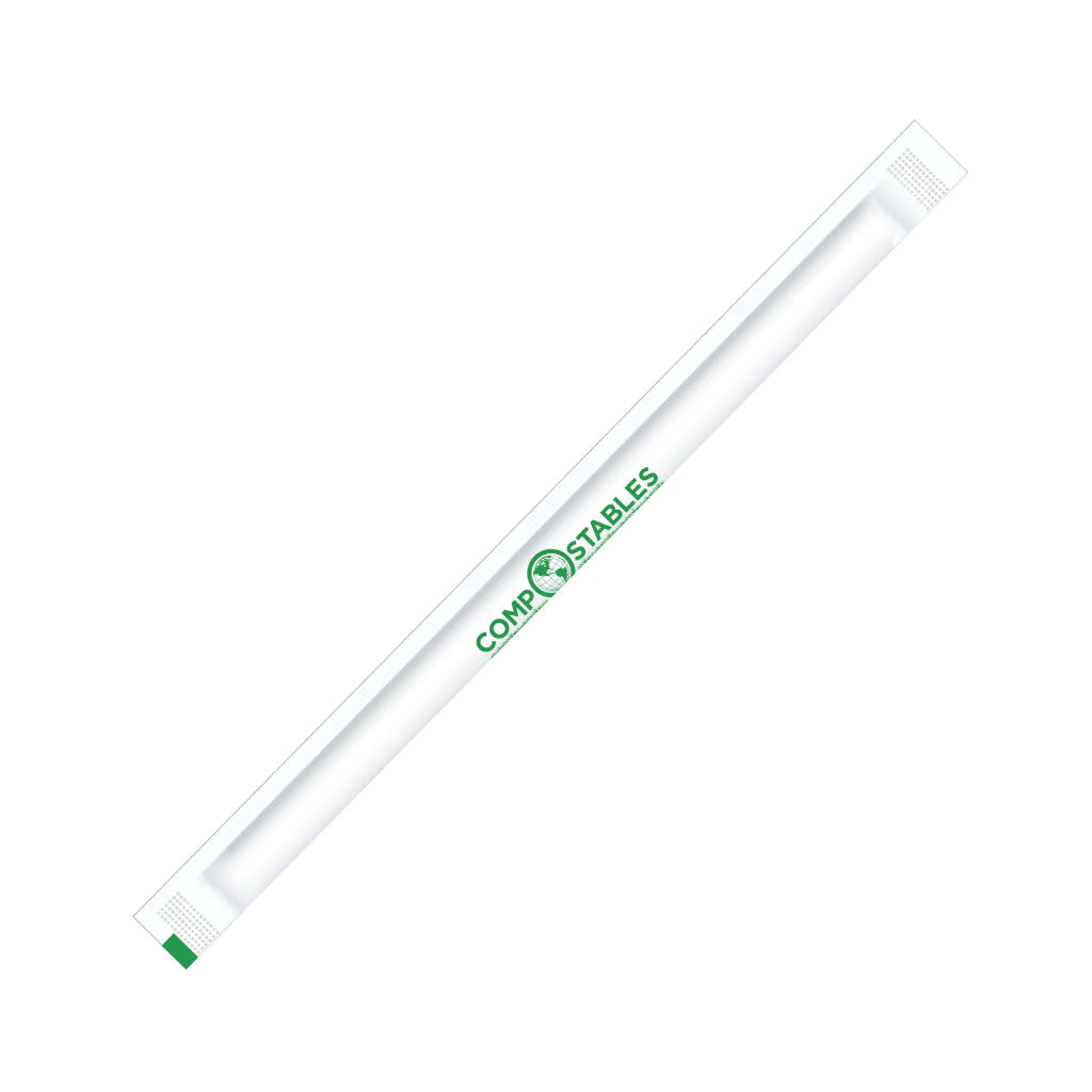 Compostable Paper Straw 7.75″ Wrapped – 250 Straws per inner Pack (5000/Case)