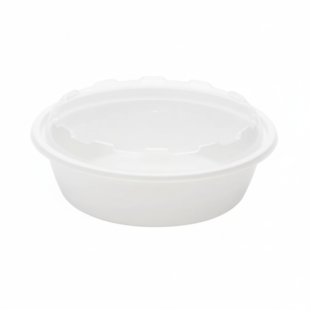 Cube Packaging - 6", 18 Oz White Round Polypropylene Container Combo, 150/Cs - CO518W