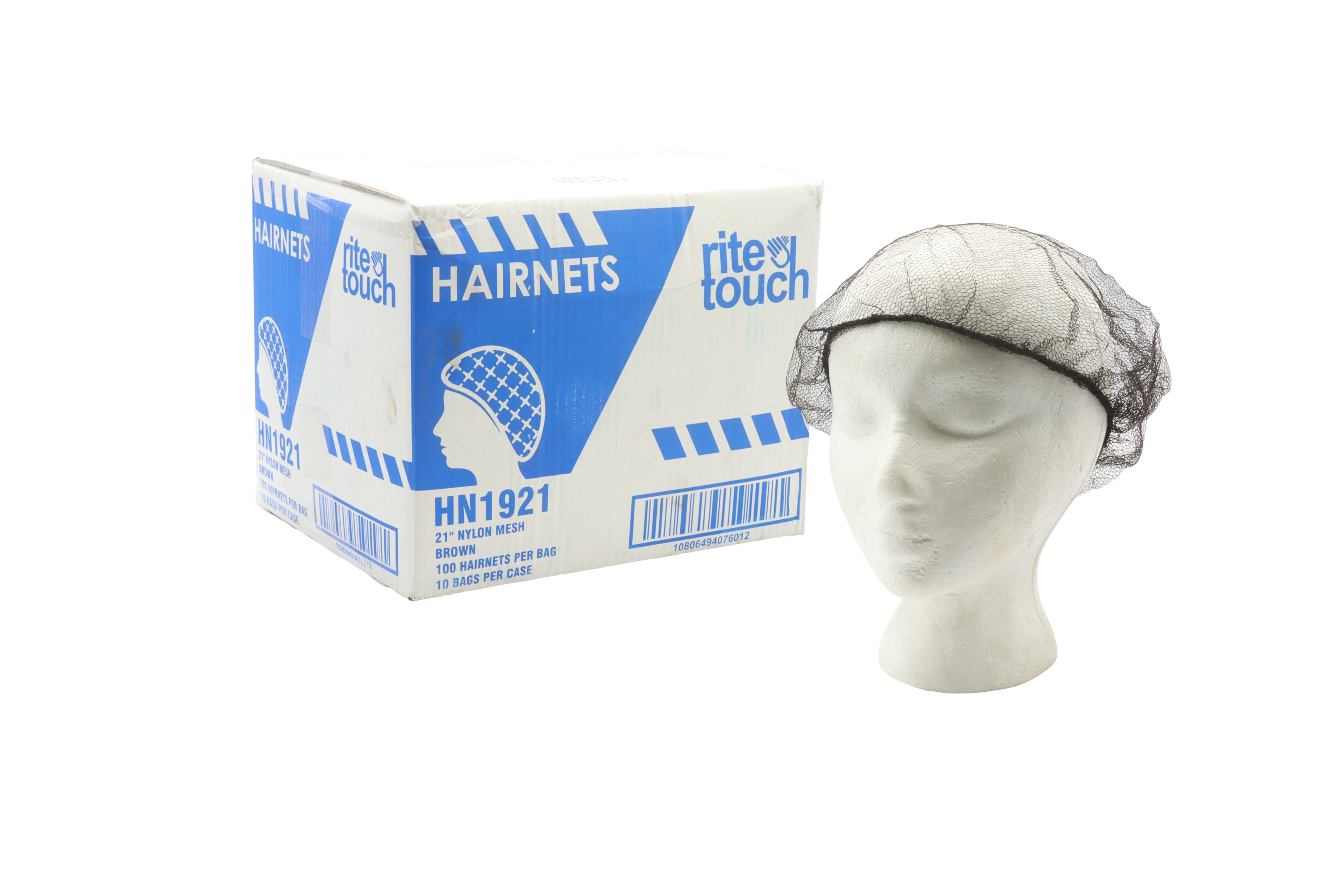 RiteTouch - 21" Brown Nylon Mesh Hairnet, 100/bg - HNM2180