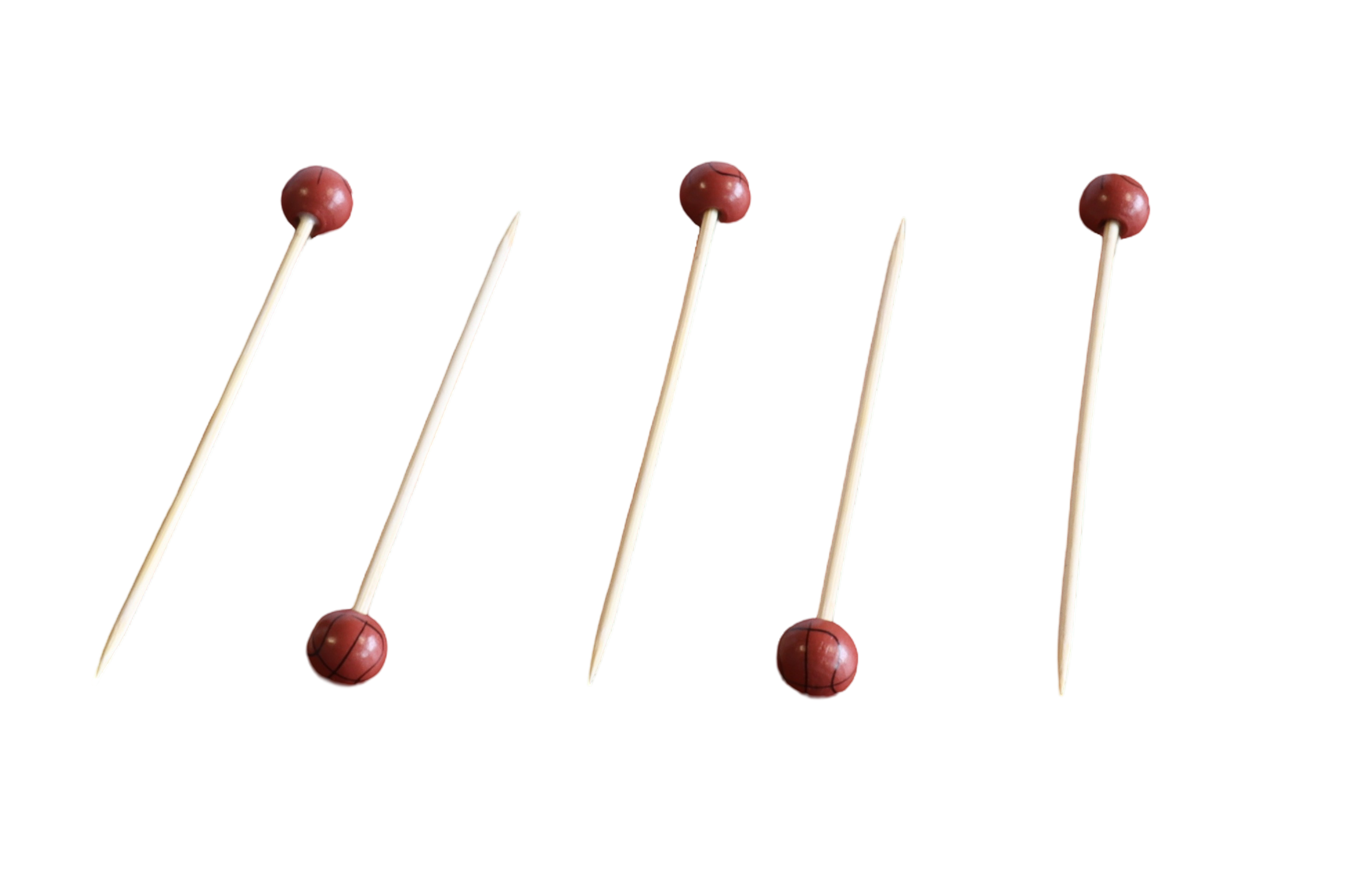 RiteEarth - 4.75" Bamboo Pick - Basketball, 100 Pcs/Bg, 10 Bags/Bx - PB471