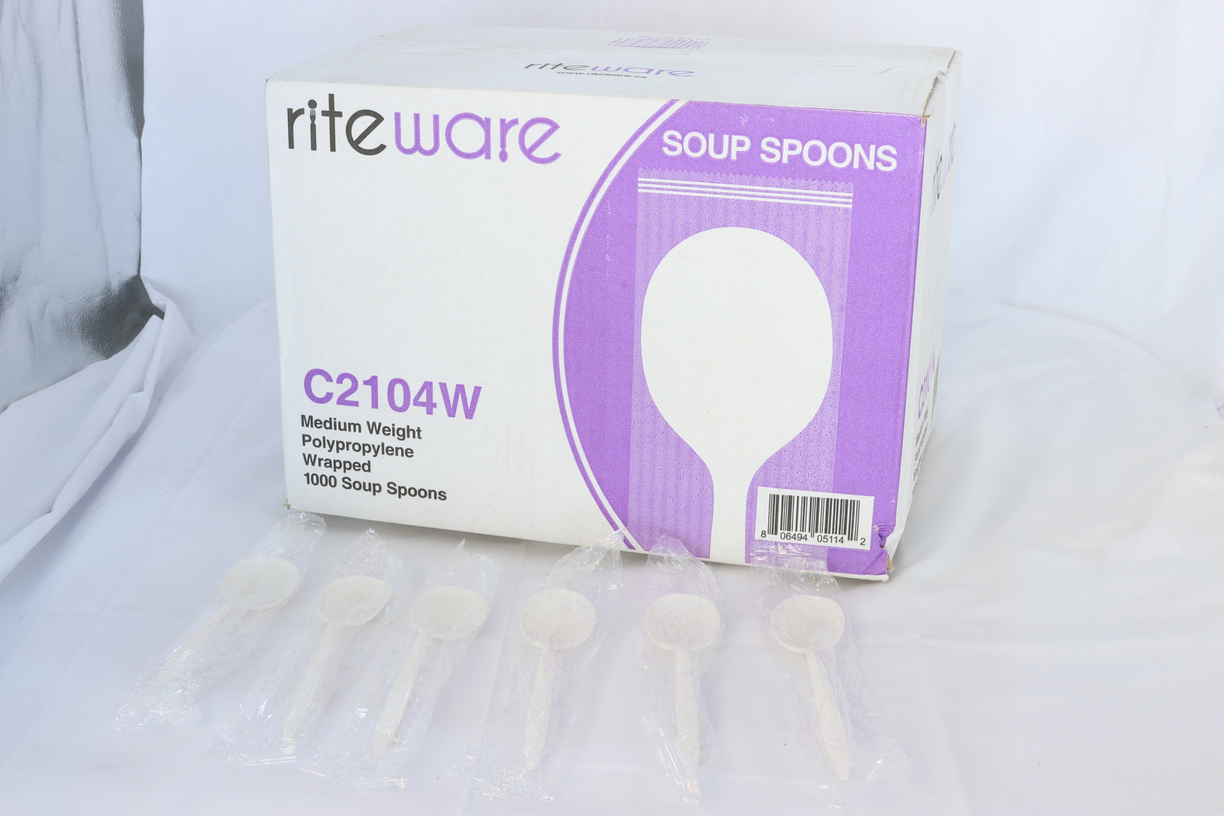 RiteWare - White Soup Spoon WRAPPED, 1000/Cs - C2104W