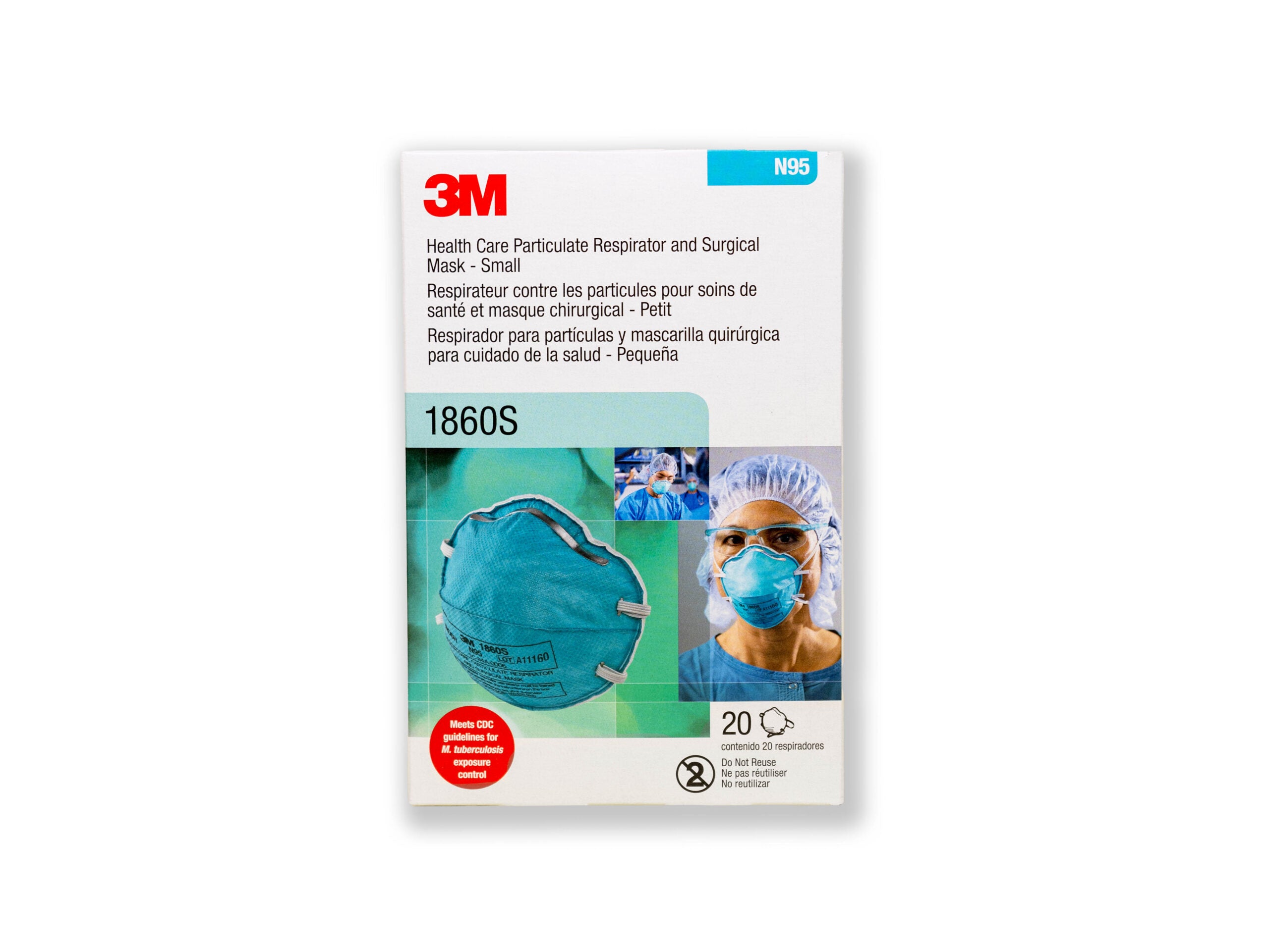 3M™ Health Care Particulate Respirator and Surgical Mask 1860S, Small, (Box of 20)