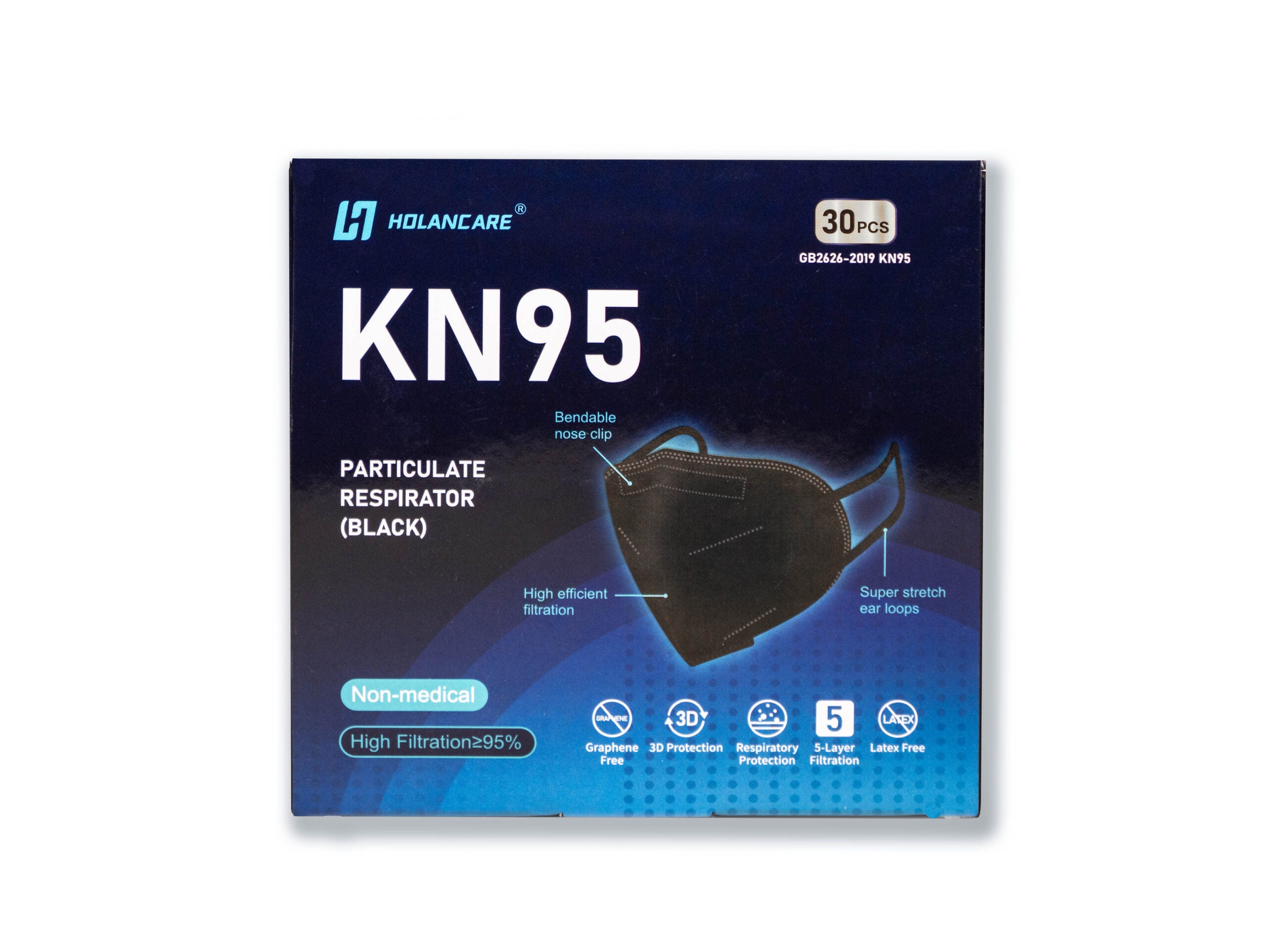 KN95 Foldable Masks, 95%+ BFE (Black)
