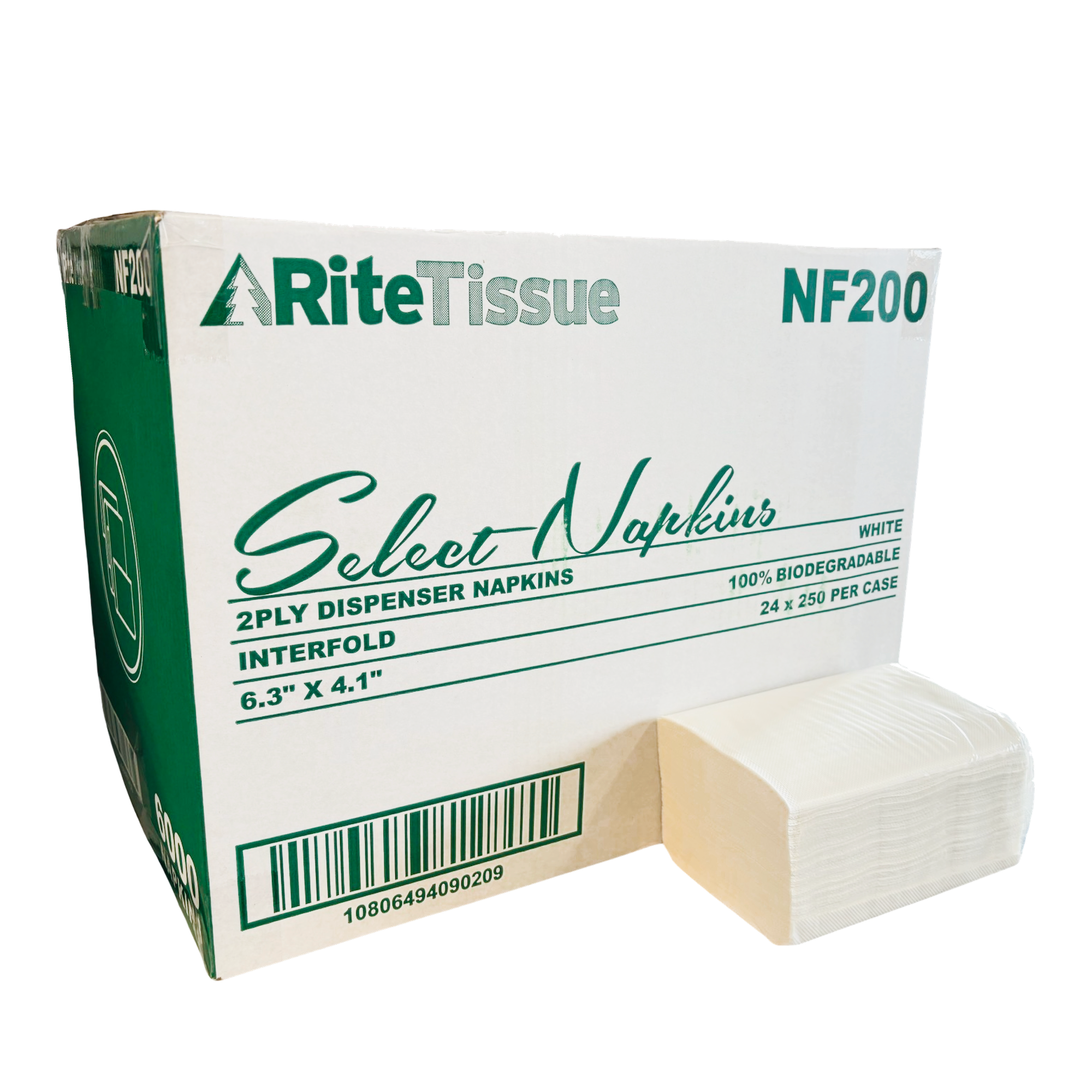 RiteTissue - 6.3" x 4.1" 2 Ply White Interfold Napkin, 6000/Cs - NF200