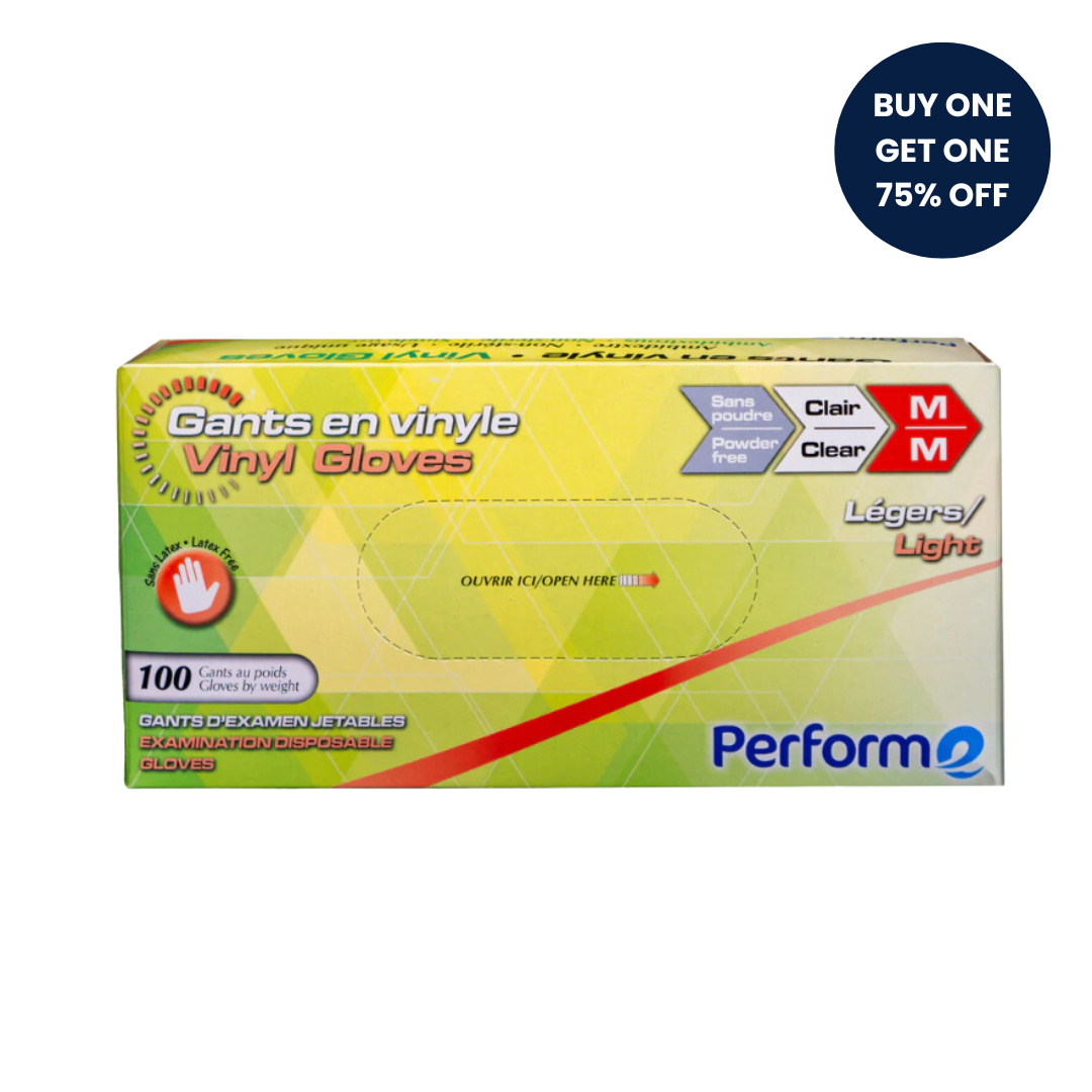 Performe Clear Powder Free Vinyl Gloves