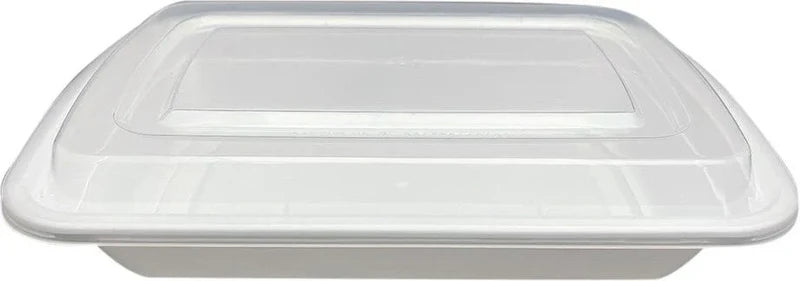 RitePak - 28 Oz, 8" x 6" x 1.5" White Polypropylene Rectangular Container Combo, 150Pcs/Cs - MR8628W
