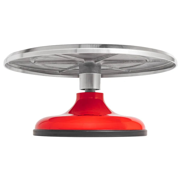 Fat Daddio's - 12" x 5" Red & Silver Cake Turntables - TT-1255