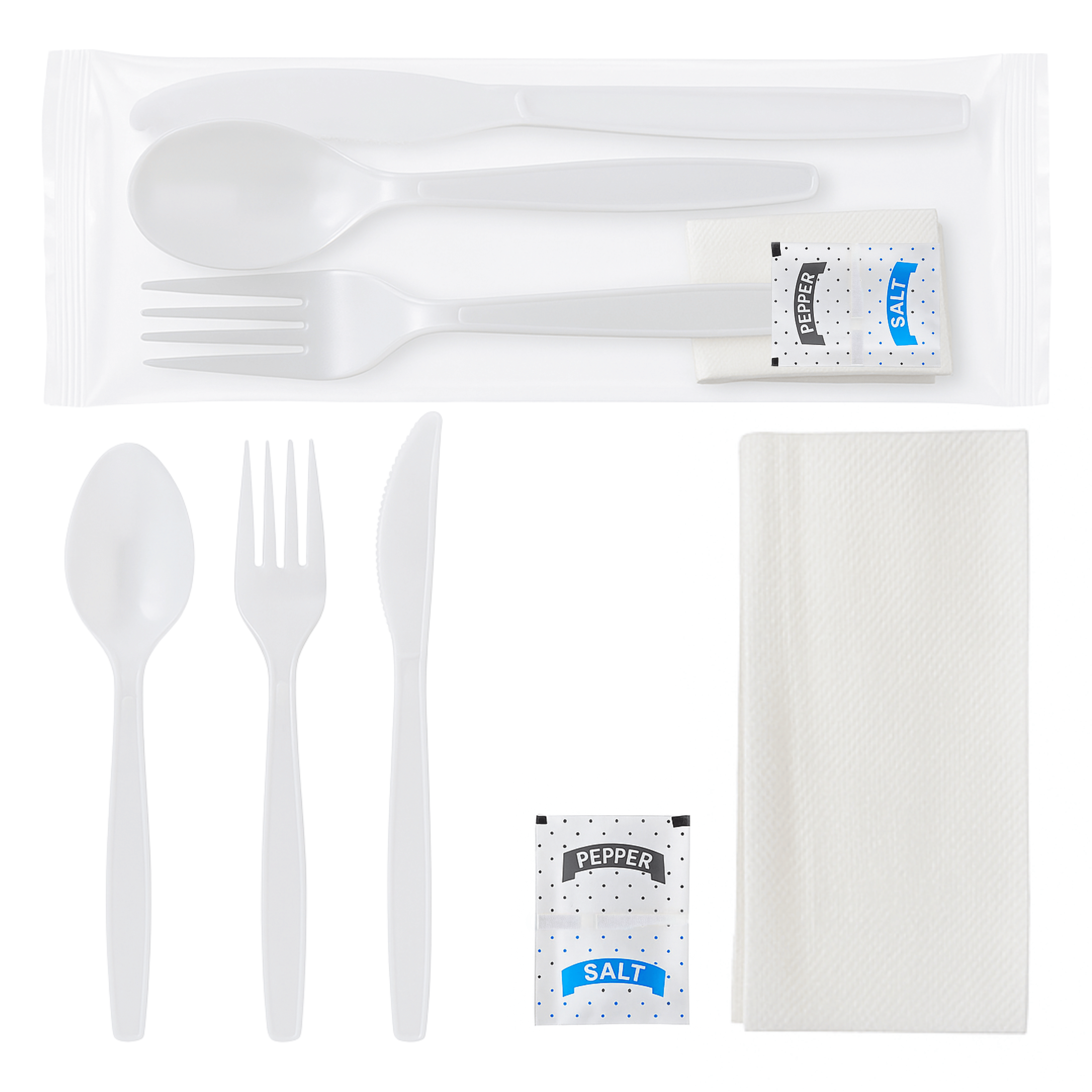 RiteWare - 6 PC Medium Weight White Cutlery Kit, 250/cs - CK2106S