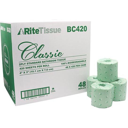 RiteTissue - Classic 2 Ply Toilet Tissue, 48 Rl/Cs - BC420A