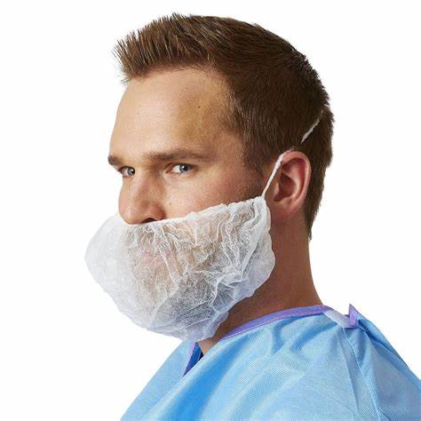 Disposable Beard Covers – White and Blue, Hygienic Face Protection