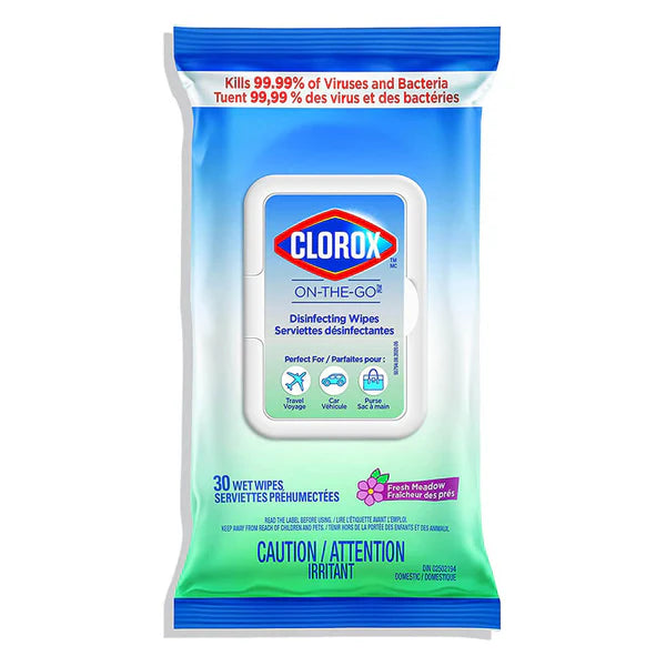 Clorox® On The Go Disinfecting Wipes, 30 Wet Wipes per Pack