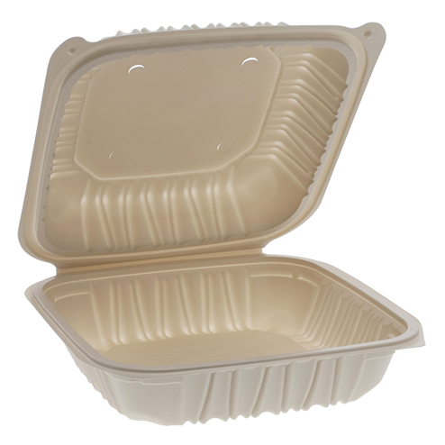 RitePak - 8" X 8" MFPP White Hinged Microwavable Container, 150/Cs - PH801