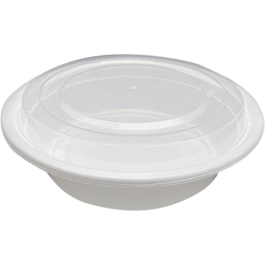 RitePak - 32 Oz Capacity, 7" Deep Capacity White Round Container with Lid Combo, 150/Cs - MC0732W