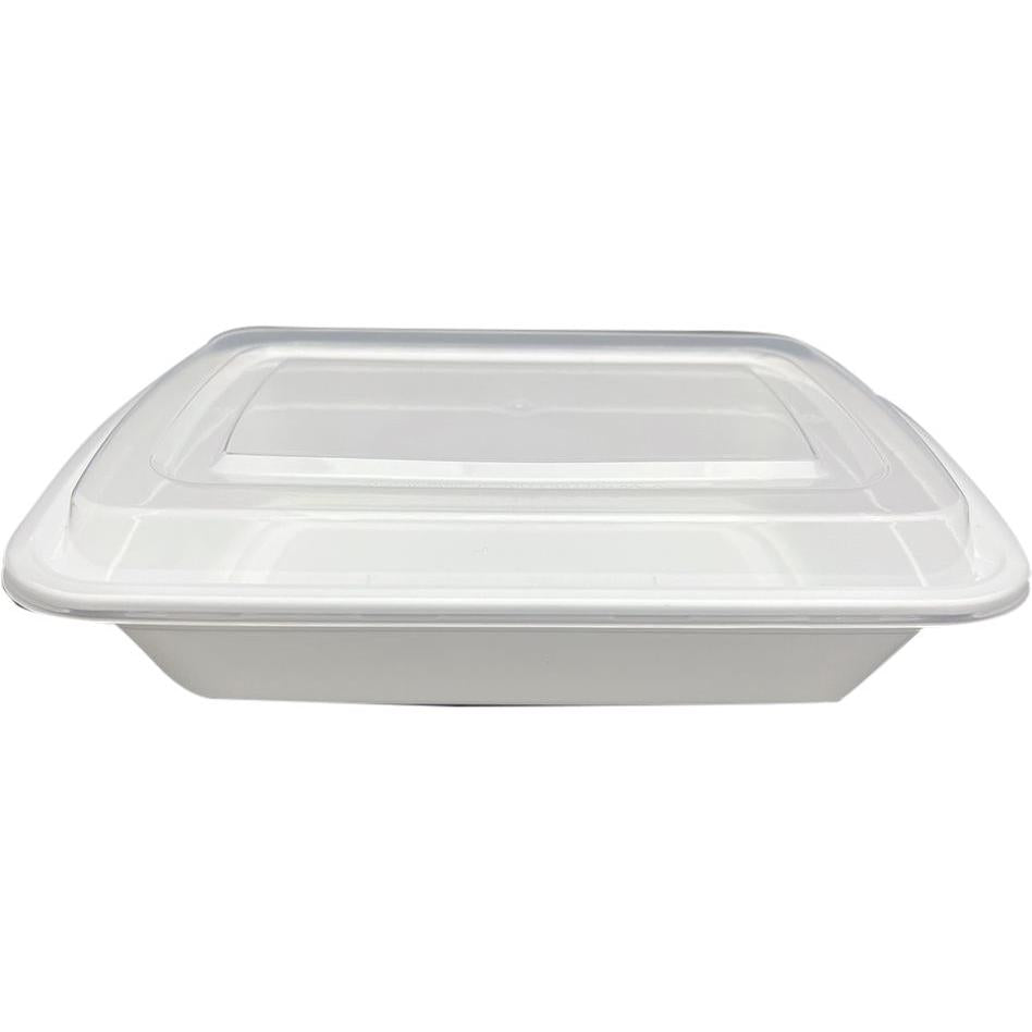 RitePak - 8" x 6" x 2" White Rectangle Mircrowavable Container Combo, 150/Cs - MR8638W