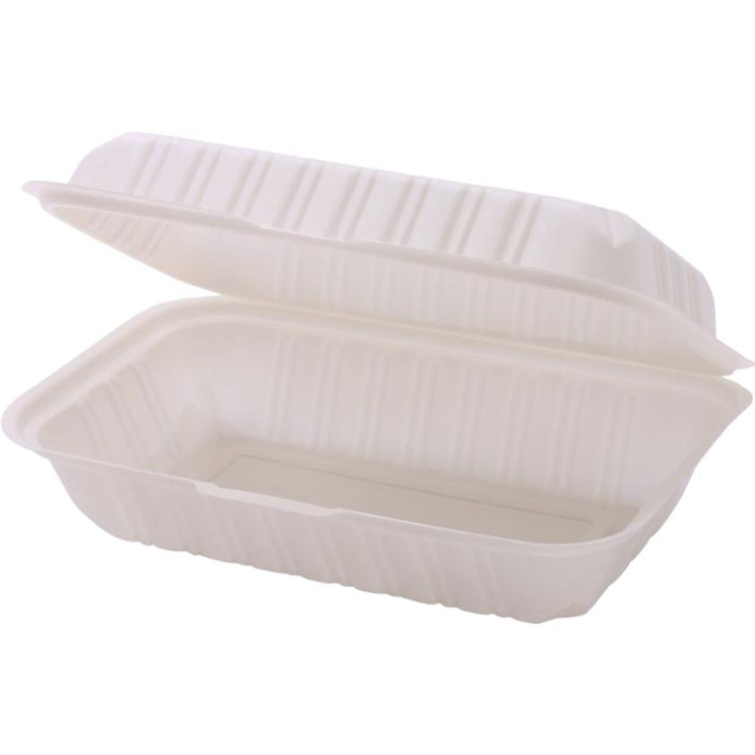 RitePak - 9" X 6" MFPP White Hinged Microwavable Container, 200/Cs - PH188