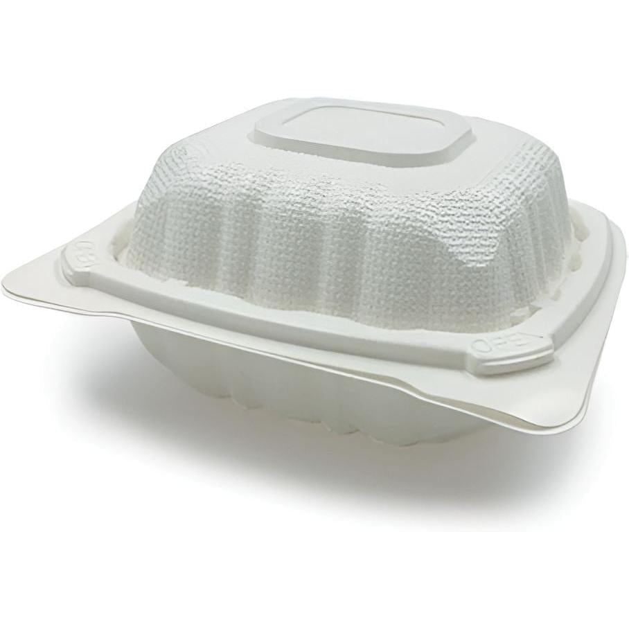 RitePak - 6" X 6" MFPP White Hinged Microwavable Container, 400/Cs - PH601
