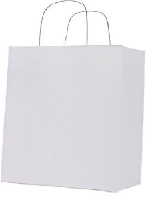 RiteEarth - 18" x 7" x 18.75" White Paper Twist Handle Bag, 200/Cs - Universal - White Kraft