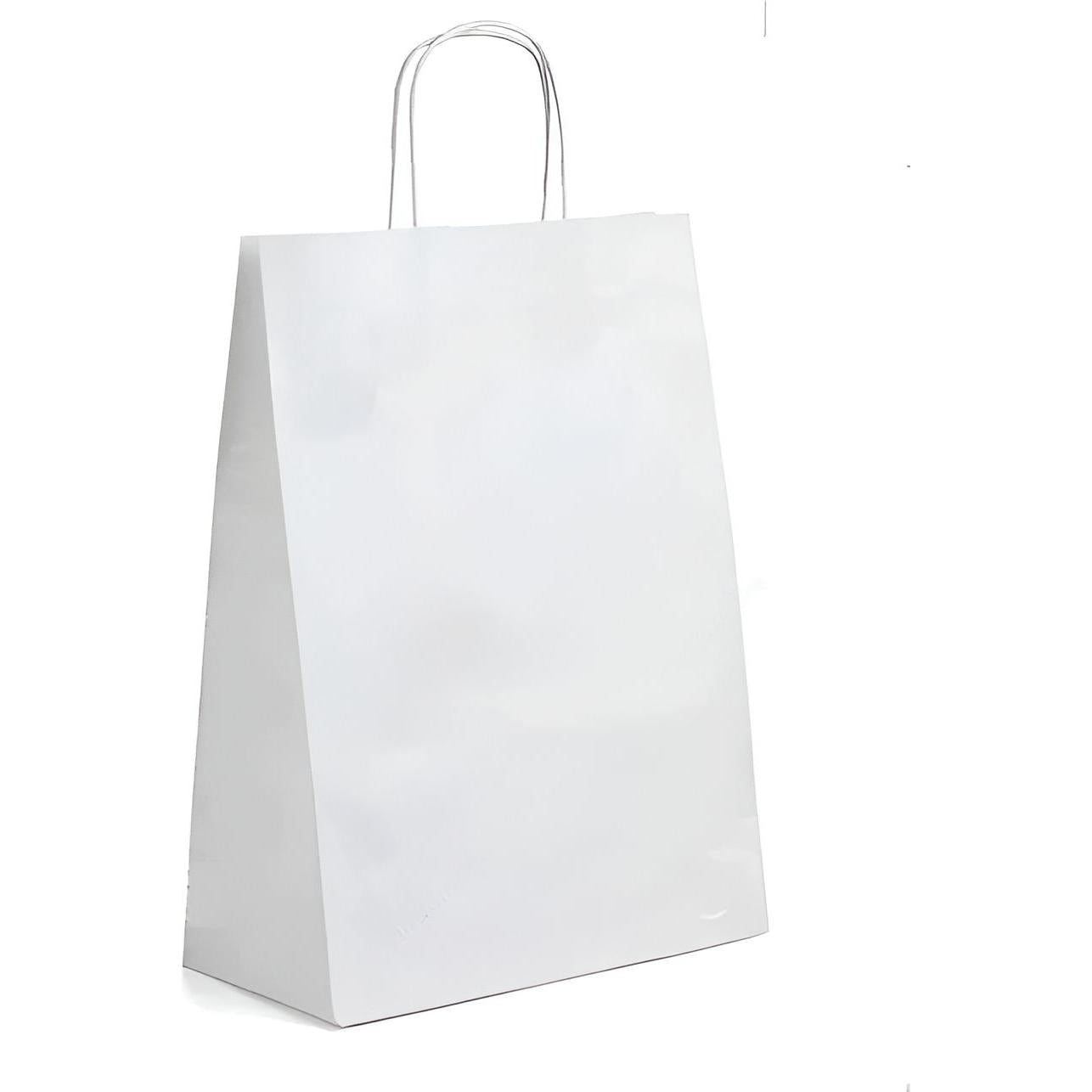RiteEarth - 13" x 6" x 15" White Paper Twist Handle Bag, 200/Cs, 24Cs/Sk - Celebrity - White Kraft