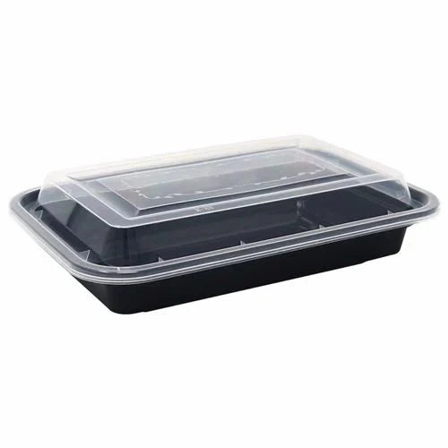 RitePak - 16 Oz, 7" x 5" x 1.5" Black Polypropylene Rectangular Container with Lid Combo, 150/Cs - MR7516BE
