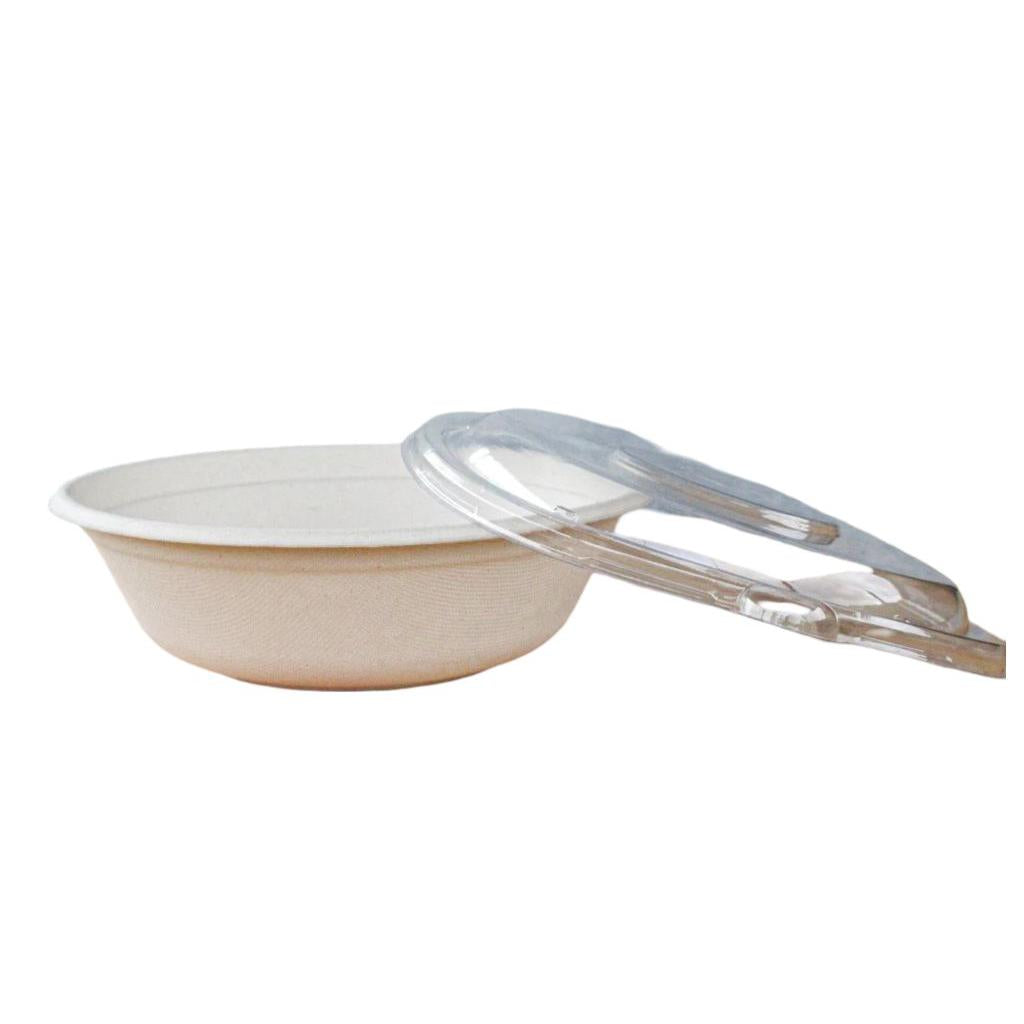 RiteEarth - 32 Oz Bagasse Round Bowl With Lid BFL85, #FRB32, 500/cs - BC8532500