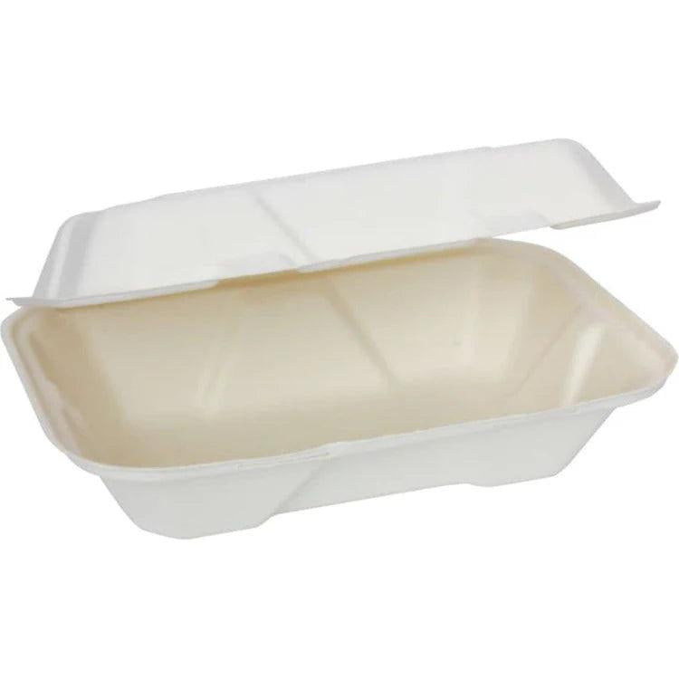RiteEarth - 9" x 6" Guac M Bagasse Hinged Container, 200/cs - H189GUA