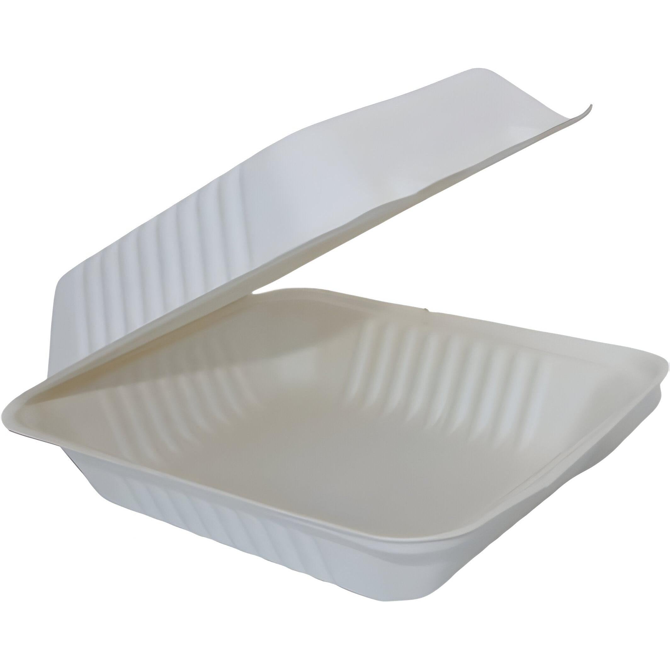 RiteEarth - 8" x 8.7" Bagasse Hinged Container, 200/cs - H891