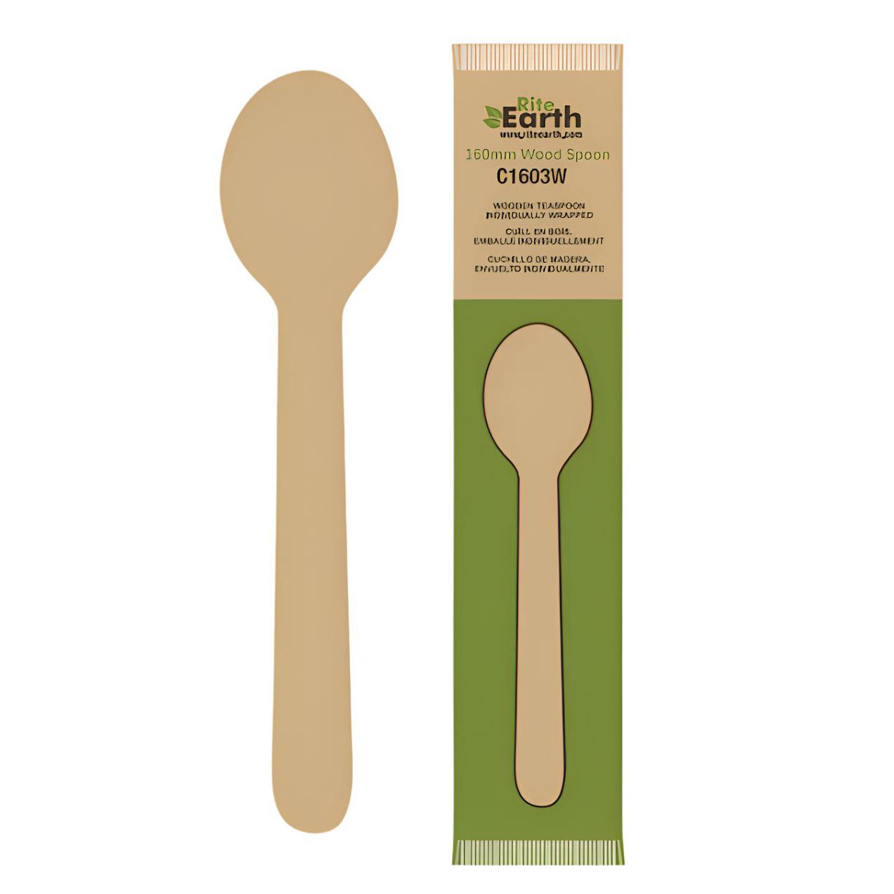 RiteEarth - 6" Wrapped Wooden Tea Spoon, 500/Cs - C1603W