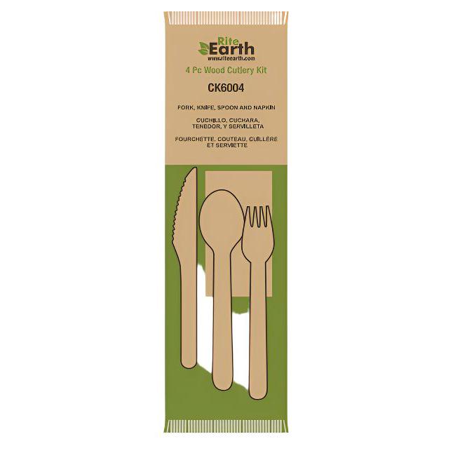Cutlery Kit 4pc Wood (K,F,S,N) - CK6004