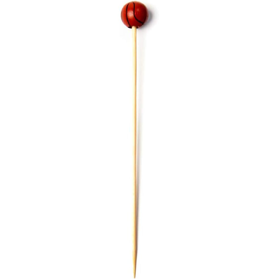 RiteEarth - 4.75" Bamboo Pick - Basketball, 100 Pcs/Bg, 10 Bags/Bx - PB471
