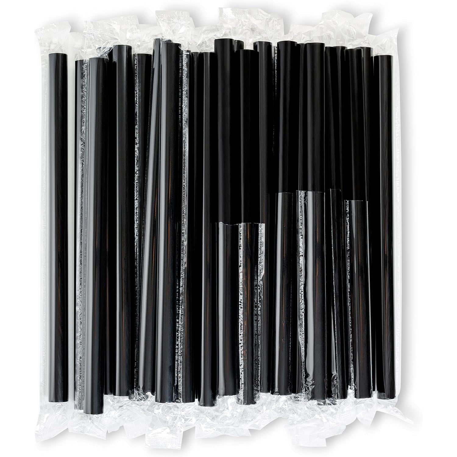 RiteEarth - 8" Black Paper Jumbo Milkshake Straws, Pack of 250, 9bx/cs - RESE0819