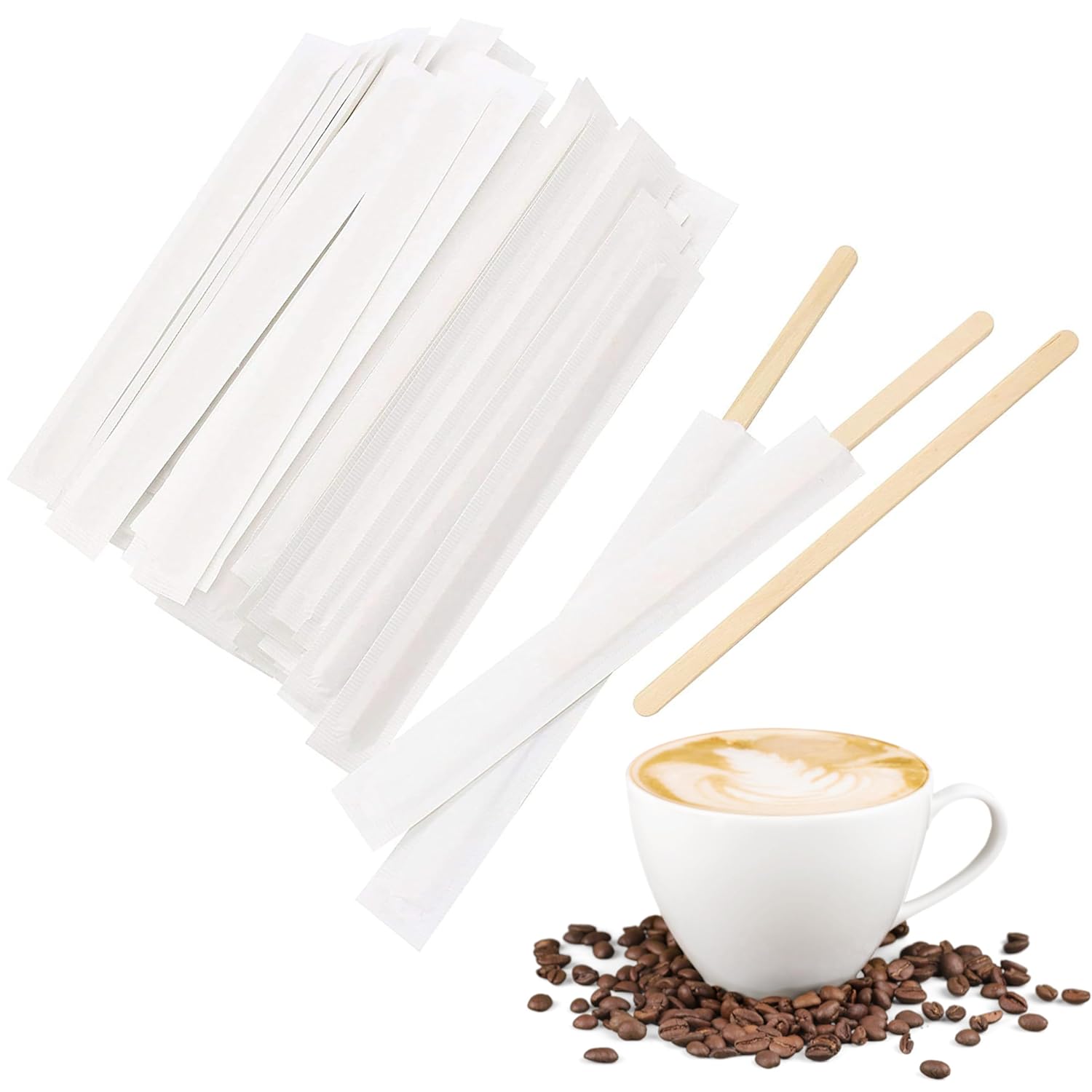RiteEarth - 5.5" Wrapped Wooden Stirrer, Pack of 500 - ST550W