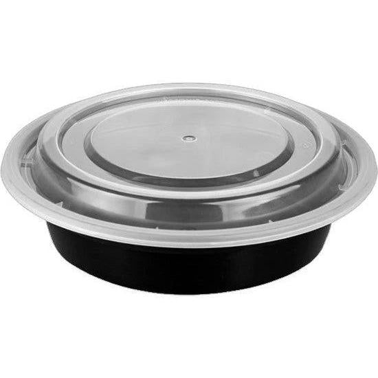 RitePak - 32 Oz Black Plastic Bowl with Lid Combo, 150/cs - B-28B