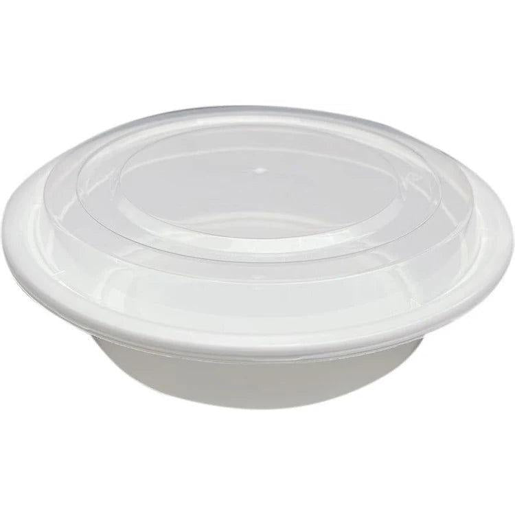 RitePak - 7" Deep, 32 Oz Capacity White Round Container with Lid Combo, 150/CS 50Cs/Sk 5Cs/Tier - RC-32