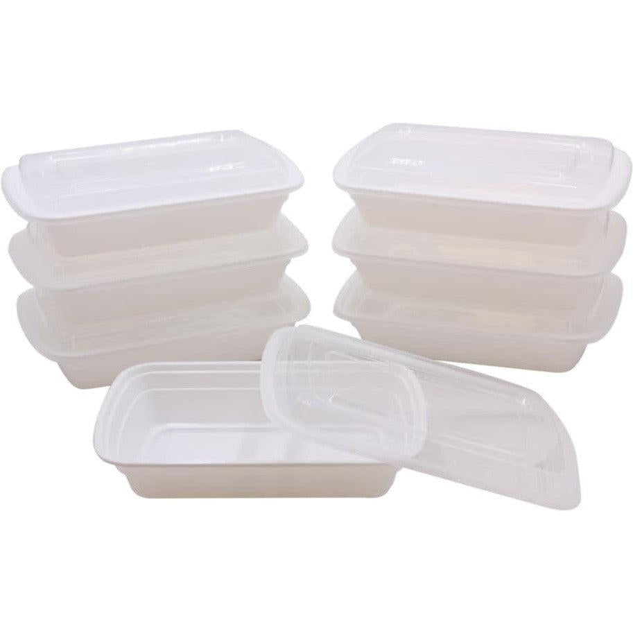RitePak - 32 Oz Capacity, 8" X 6" X 1.75" White Rectangle Microwavable Container Combo, 150/Cs - T-32