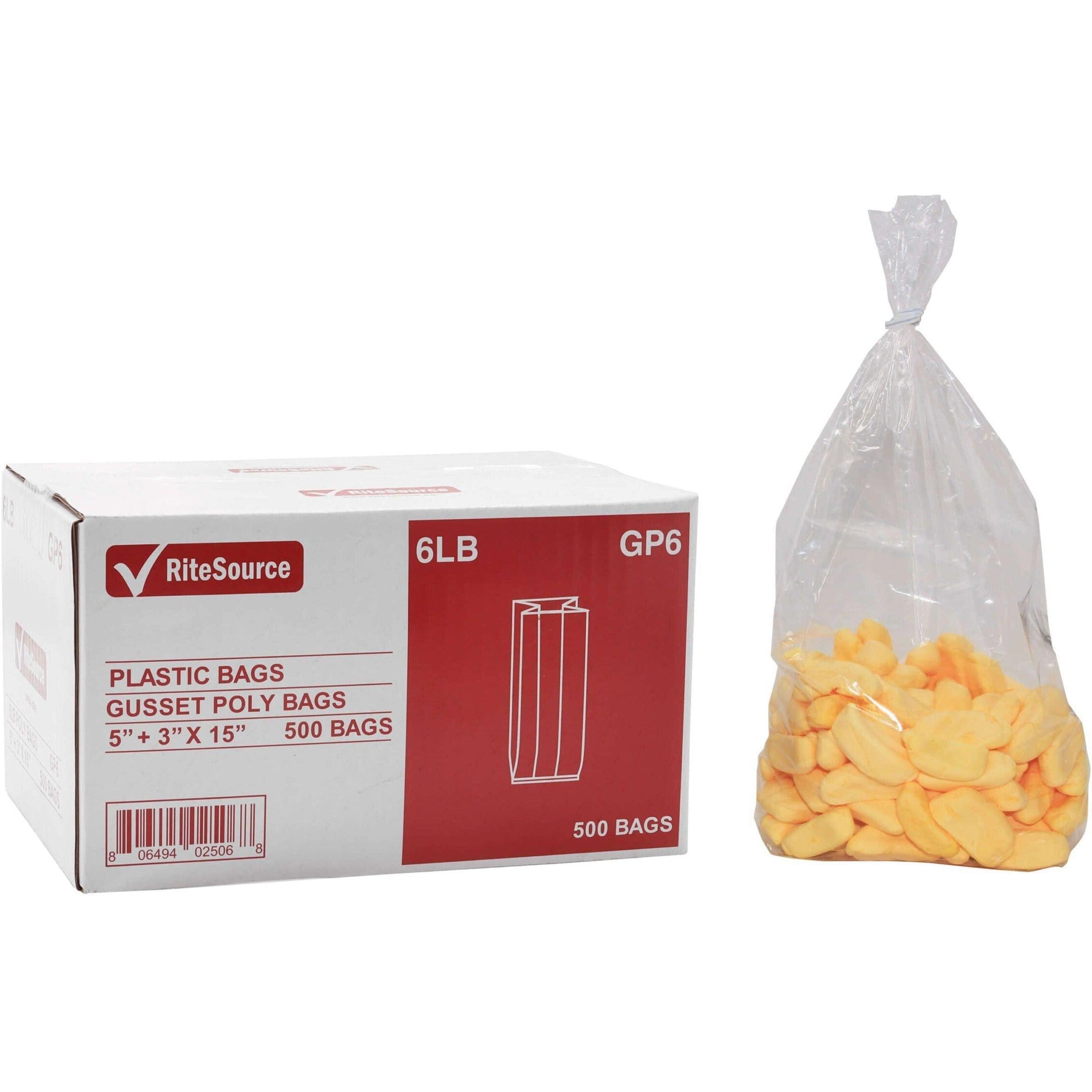 RiteSource - 5" x 3" x 15" Clear 6 lb Poly Bags, 500/Bx - GP6