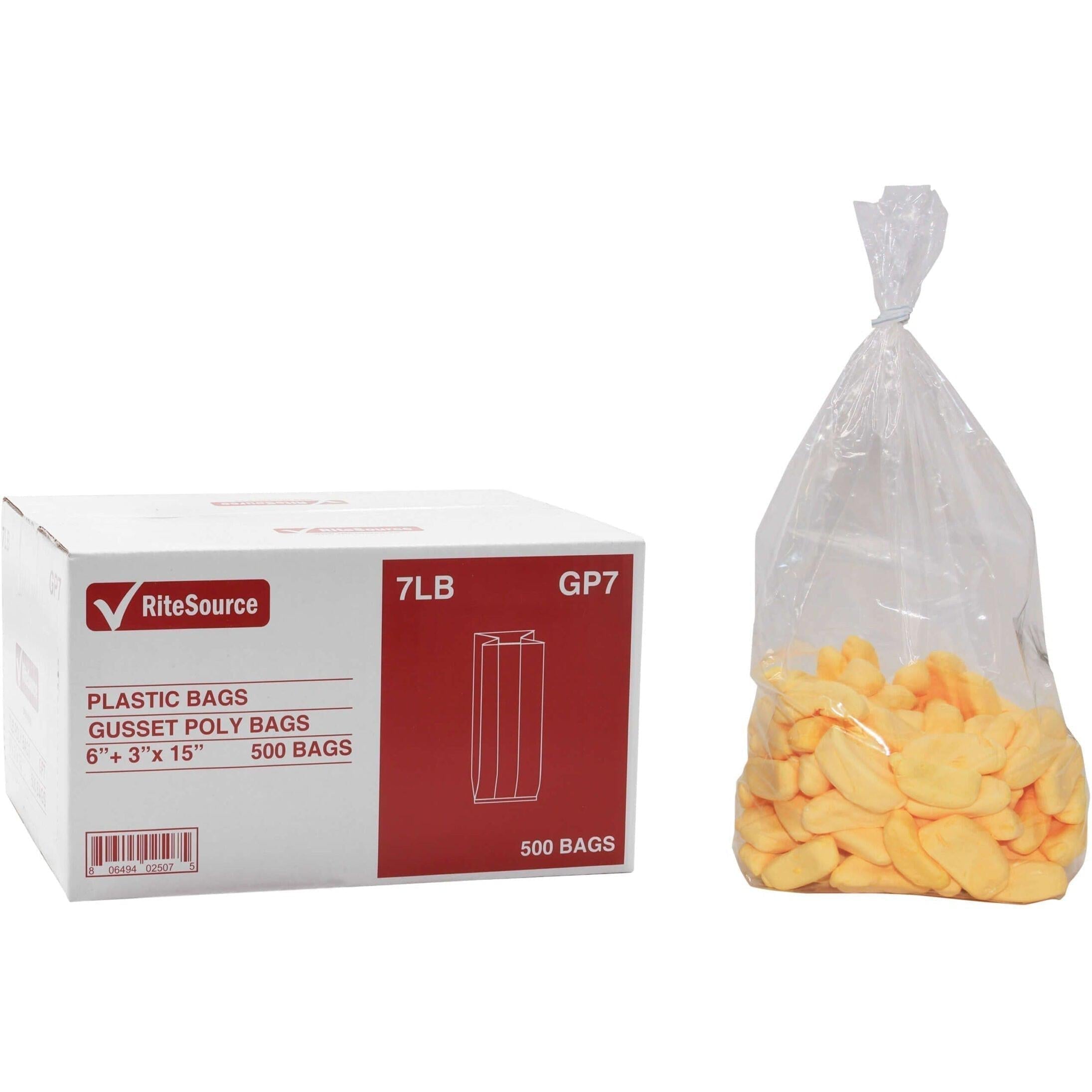 RiteSource - 6" x 3" x 15" Clear 7 lb Poly Bags, 500/Bx - GP7