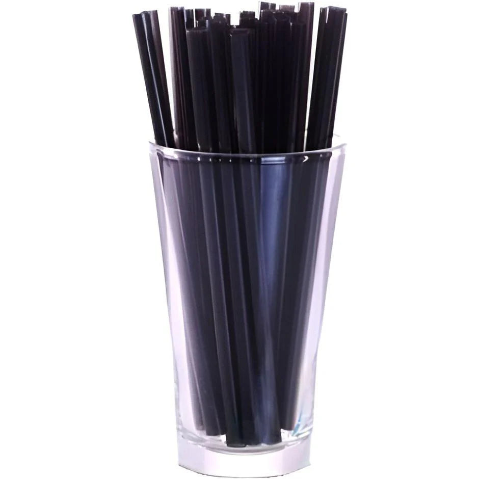 Stone - 8" Super Cocktail Black Straws, 2500/Cs - 022900