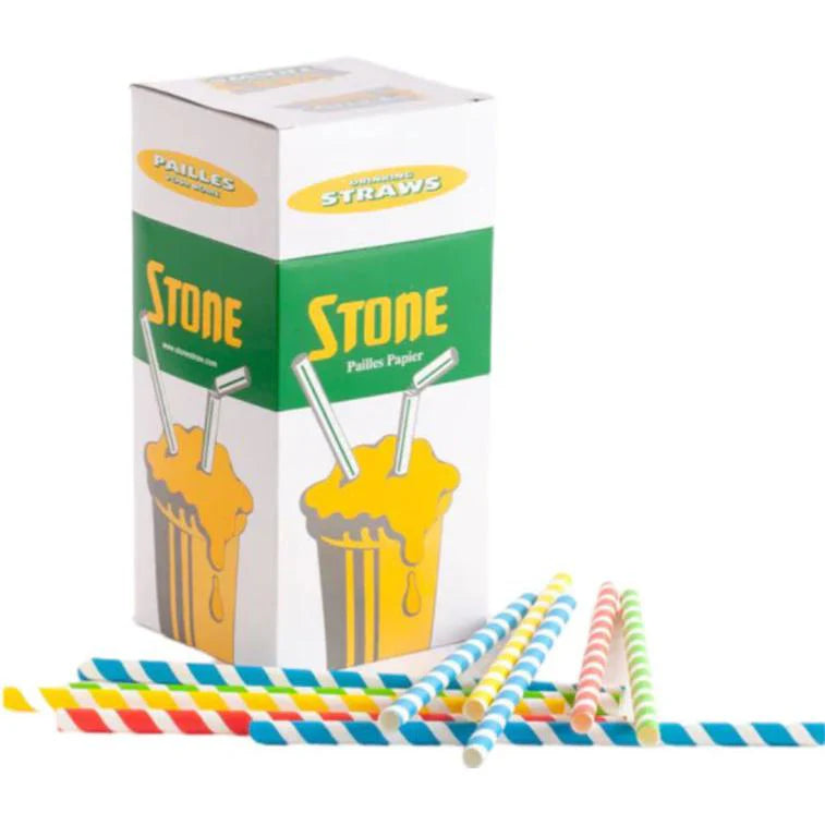 Stone - 8" Swirl Color Milkshake Unwrapped Paper Straws, 9 x 250/Cs - 400100