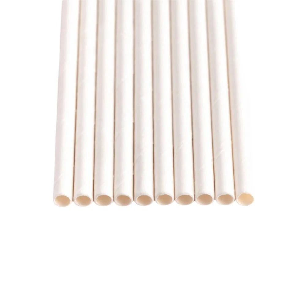 Stone - 8” White Paper Unwrapped Milkshake Straw, 500/Bx - 400130