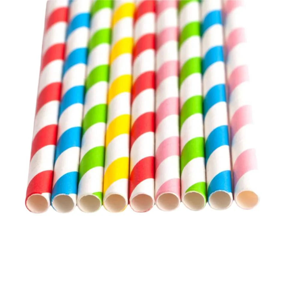 Stone - 8" Solid Assorted Colours Wrapped Stout Paper Straw, 100/Box - 400800