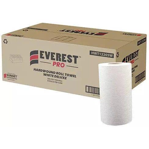 Everest Pro - 7.76" x 205 Feet White Paper Hand Towel Roll, 12 Rl/Cs - HWT12205W