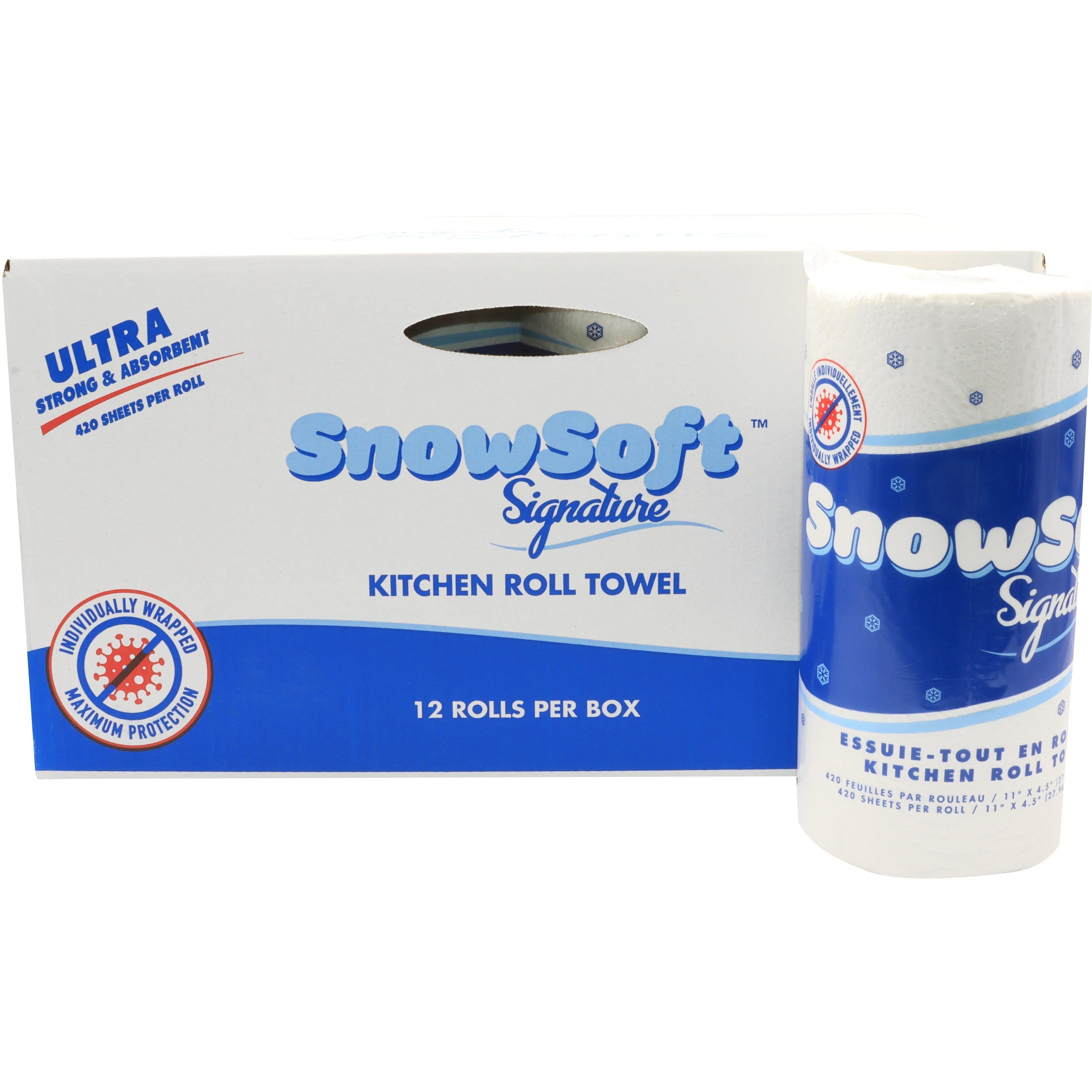 Snow Soft - 420 Sheet Signature Premium Kitchen Roll Towel, 12 Rl/Cs - KTS42012